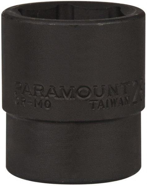 Paramount - 1/2" Drive 28mm Standard Impact Socket - 6 Points, 2" OAL - Exact Tooling