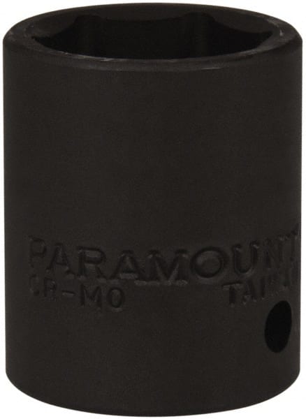 Paramount - 1/2" Drive 22mm Standard Impact Socket - 6 Points, 1-1/2" OAL - Exact Tooling