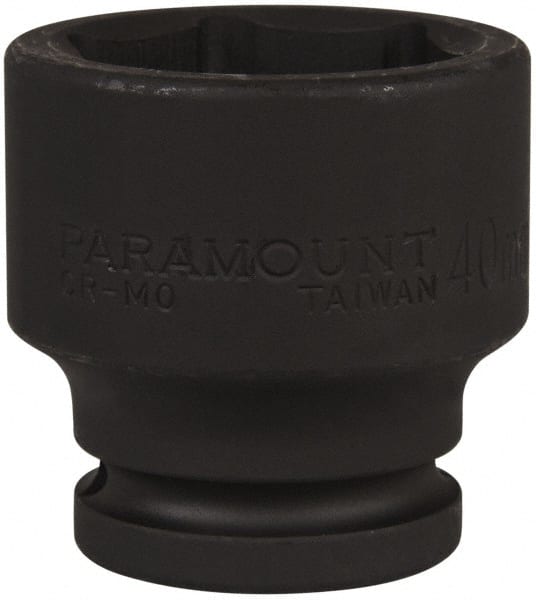 Paramount - 3/4" Drive 40mm Standard Impact Socket - 6 Points, 2-9/32" OAL - Exact Tooling