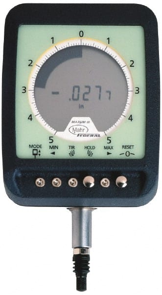 Mahr - 0 to 1.99mm Range, 0.0001 & 0.0005" Graduation, Electronic Drop Indicator - Accurate to 0.35%, English & Metric System, Digital Display - Exact Tooling