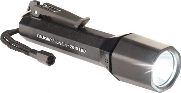 Pelican Products, Inc. - Plastic Industrial Tactical Flashlight - 161 Lumens, 22 hr Runtime, White LED Bulb, Black Body, 3 C Alkaline Batteries Included - Exact Tooling