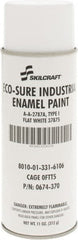 Ability One - White, Flat, Enamel Spray Paint - 8 to 10 Sq Ft per Can, 11 oz Container - Exact Tooling