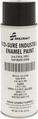 Ability One - Black, Flat, Enamel Spray Paint - 8 to 10 Sq Ft per Can, 11 oz Container - Exact Tooling
