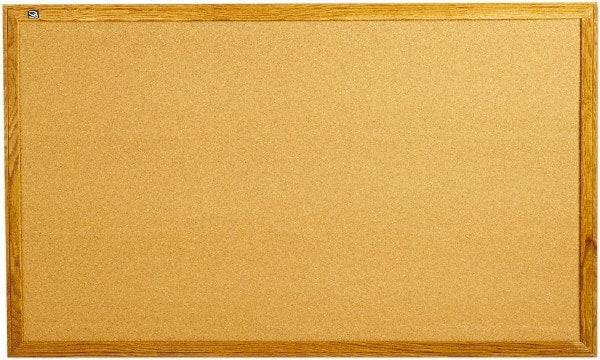 Quartet - 60" Wide x 36" High Open Cork Bulletin Board - Natural Cork over Fiberboard, Oak Frame - Exact Tooling