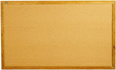 Quartet - 60" Wide x 36" High Open Cork Bulletin Board - Natural Cork over Fiberboard, Oak Frame - Exact Tooling