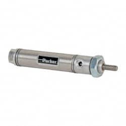 Parker - 1" Stroke x 9/16" Bore Double Acting Air Cylinder - 10-32 Port, 10-32 Rod Thread, 250 Max psi, 14 to 140°F - Exact Tooling