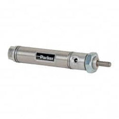 Parker - 1" Stroke x 9/16" Bore Double Acting Air Cylinder - 10-32 Port, 10-32 Rod Thread, 250 Max psi, 14 to 140°F - Exact Tooling
