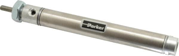 Parker - 3" Stroke x 9/16" Bore Double Acting Air Cylinder - 10-32 Port, 10-32 Rod Thread, 250 Max psi, 14 to 140°F - Exact Tooling