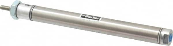 Parker - 4" Stroke x 9/16" Bore Double Acting Air Cylinder - 10-32 Port, 10-32 Rod Thread, 250 Max psi, 14 to 140°F - Exact Tooling