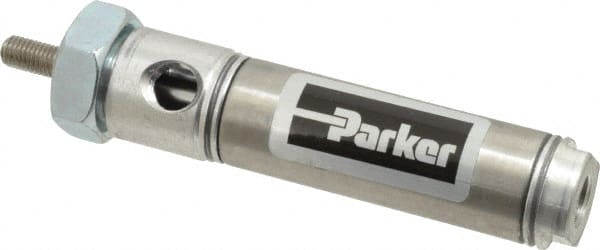 Parker - 1" Stroke x 3/4" Bore Double Acting Air Cylinder - 1/8 Port, 1/4-28 Rod Thread, 250 Max psi, 14 to 140°F - Exact Tooling