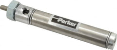 Parker - 2-1/2" Stroke x 3/4" Bore Double Acting Air Cylinder - 1/8 Port, 1/4-28 Rod Thread, 250 Max psi, 14 to 140°F - Exact Tooling