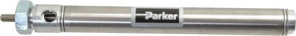Parker - 5" Stroke x 3/4" Bore Double Acting Air Cylinder - 1/8 Port, 1/4-28 Rod Thread, 250 Max psi, 14 to 140°F - Exact Tooling