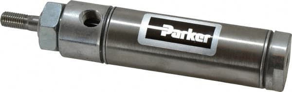 Parker - 1-1/2" Stroke x 1-1/16" Bore Double Acting Air Cylinder - 1/8 Port, 5/16-24 Rod Thread, 250 Max psi, 14 to 140°F - Exact Tooling
