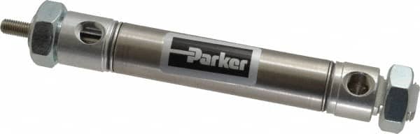 Parker - 2" Stroke x 3/4" Bore Double Acting Air Cylinder - 1/8 Port, 1/4-28 Rod Thread, 250 Max psi, 14 to 140°F - Exact Tooling