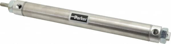 Parker - 8" Stroke x 1-1/16" Bore Double Acting Air Cylinder - 1/8 Port, 5/16-24 Rod Thread, 250 Max psi, 14 to 140°F - Exact Tooling