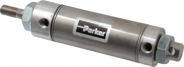 Parker - 2" Stroke x 1-1/2" Bore Double Acting Air Cylinder - 1/8 Port, 7/16-20 Rod Thread, 250 Max psi, 14 to 140°F - Exact Tooling