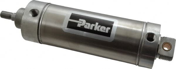 Parker - 4" Stroke x 2-1/2" Bore Double Acting Air Cylinder - 1/4 Port, 1/2-20 Rod Thread, 250 Max psi, 14 to 140°F - Exact Tooling