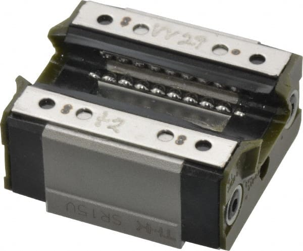 THK - 40.4mm L x 34mm W x 19.5mm H, 26mm Lateral Hole Spcg, Horizontal Mount Radial SR Block - 9.5mm Overhang, 5.39 Kn Dynamic Capacity, M4x7 Hole, 11.1 kn Static Load Rating, 24" High Assembly - Exact Tooling