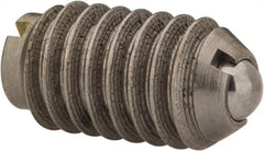 Gibraltar - 5/16-18, 0.156" Ball Diam, 37/64" Body Length, 0.04" Max Ball Reach, Threaded Ball Plunger - Stainless Steel Body, Stainless Steel Ball, 6 Lb Initial End Force, 17 Lb Final End Force, Locking Element - Exact Tooling