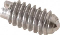 Gibraltar - 5-40, 0.062" Ball Diam, 1/4" Body Length, 0.02" Max Ball Reach, Threaded Ball Plunger - Stainless Steel Body, Stainless Steel Ball, 0.25 Lb Initial End Force, 0.75 Lb Final End Force - Exact Tooling