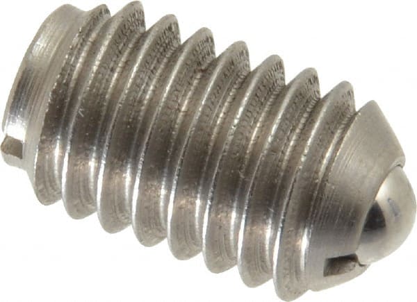 Gibraltar - 3/8-16, 0.187" Ball Diam, 5/8" Body Length, 0.048" Max Ball Reach, Threaded Ball Plunger - Stainless Steel Body, Stainless Steel Ball, 5 Lb Initial End Force, 10 Lb Final End Force - Exact Tooling