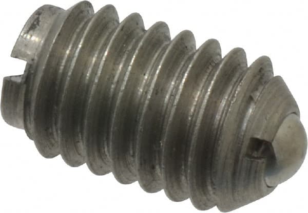 Gibraltar - 3/8-16, 0.187" Ball Diam, 5/8" Body Length, 0.048" Max Ball Reach, Threaded Ball Plunger - Stainless Steel Body, Stainless Steel Ball, 5 Lb Initial End Force, 10 Lb Final End Force, Locking Element - Exact Tooling