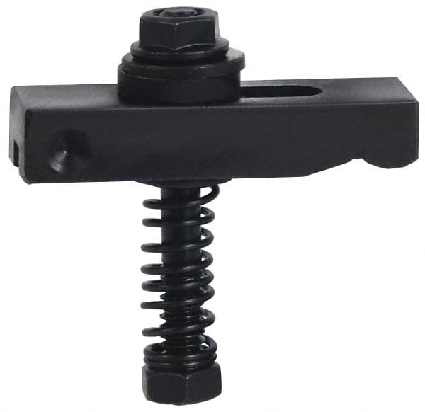 Value Collection - 3/8-16 Tap Size, Steel Strap Clamp Assembly - Single End Clamp, Radius Strap Nose, 5/8" Strap Thickness, 1" Travel, 4" Strap Len, 1-1/4" Strap Width - Exact Tooling