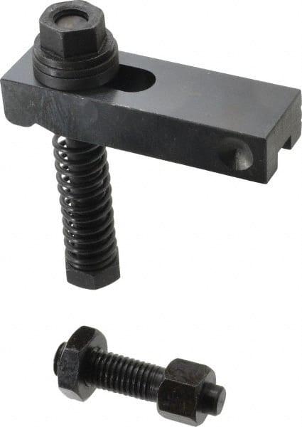 Value Collection - 5/8-11 Tap Size, Steel Strap Clamp Assembly - Single End Clamp, Radius Strap Nose, 7/8" Strap Thickness, 1" Travel, 4-1/2" Strap Len, 1-1/2" Strap Width - Exact Tooling