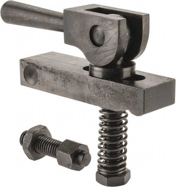 Value Collection - 5/8-11 Tap Size, Steel Strap Clamp Assembly - Center Cam, 7/8" Strap Thickness, 1-1/2" Travel, 5" Strap Len, 1-1/2" Strap Width - Exact Tooling
