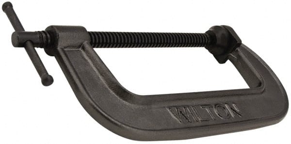 Hargrave - Light-Duty 14" Max Opening, 3-3/4" Throat Depth, Ductile Iron Standard C-Clamp - 2,850 Lb Capacity, 0" Min Opening, Standard Throat Depth - Exact Tooling