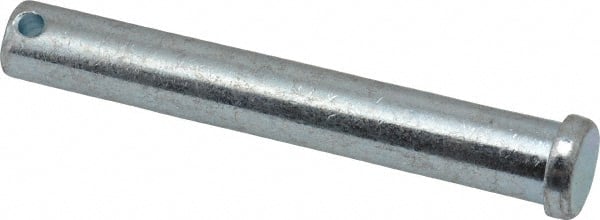 Made in USA - 1/2" Pin Diam, 3-1/2" OAL, Standard Clevis Pin - 5/32" Hole, 3-11/32" Usable Length, Zinc-Plated Steel - Exact Tooling