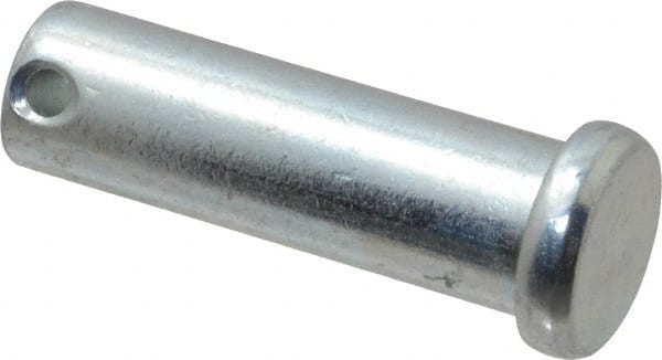 Made in USA - 5/8" Pin Diam, 2" OAL, Standard Clevis Pin - 5/32" Hole, 1-27/32" Usable Length, Zinc-Plated Steel - Exact Tooling