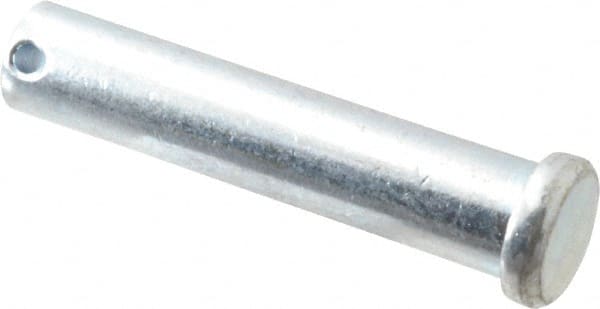 Made in USA - 5/8" Pin Diam, 3" OAL, Standard Clevis Pin - 5/32" Hole, 2-27/32" Usable Length, Zinc-Plated Steel - Exact Tooling
