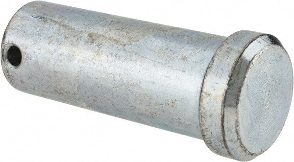 Made in USA - 1" Pin Diam, 2-1/2" OAL, Standard Clevis Pin - 13/64" Hole, 2-19/64" Usable Length, Zinc-Plated Steel - Exact Tooling