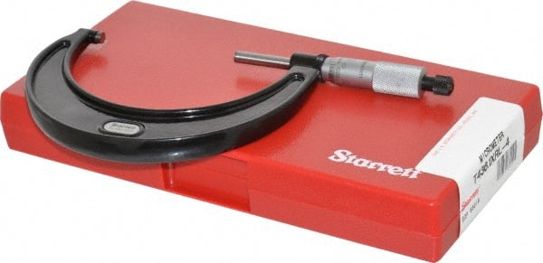 Starrett - 3 to 4" Range, 0.0001" Graduation, Mechanical Outside Micrometer - Ratchet Stop Thimble, Accurate to 0.0001" - Exact Tooling