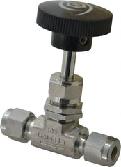 Ham-Let - 5,000 Max psi, 1/4" Pipe, 316 Grade Stainless Steel, Inline Stem Regulating Instrumentation Needle Valve - Compression x Compression End Connections, Swaglok SS-1RS4 - Exact Tooling