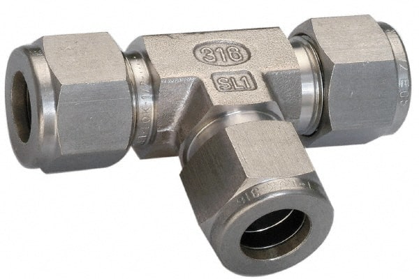 Ham-Let - 1/4" OD, Grade 316Stainless Steel Union Tee - Comp x Comp x Comp Ends - Exact Tooling
