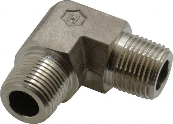 Ham-Let - 3/8" Grade 316 Stainless Steel Pipe 90° Male Elbow - MNPT End Connections, 7,300 psi - Exact Tooling