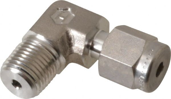 Ham-Let - 1/8" OD, Grade 316Stainless Steel Male Elbow - Comp x MNPT Ends - Exact Tooling