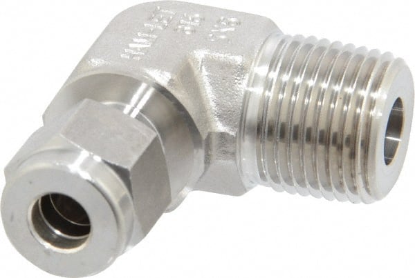 Ham-Let - 1/4" OD, Grade 316Stainless Steel Male Elbow - Comp x MNPT Ends - Exact Tooling