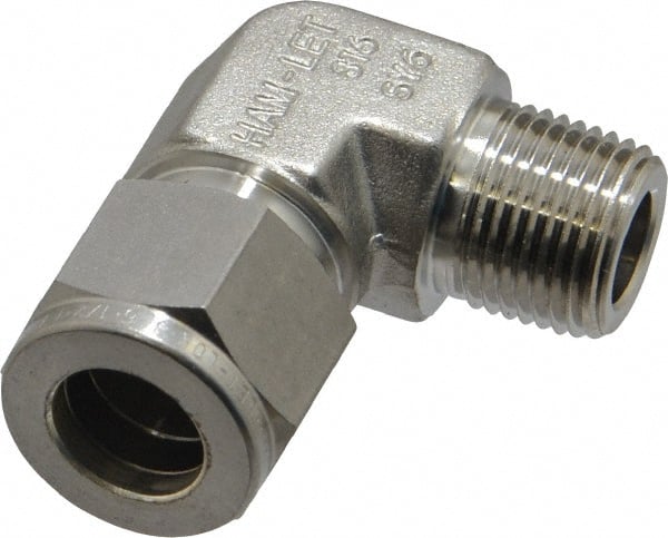 Ham-Let - 1/2" OD, Grade 316Stainless Steel Male Elbow - Comp x MNPT Ends - Exact Tooling