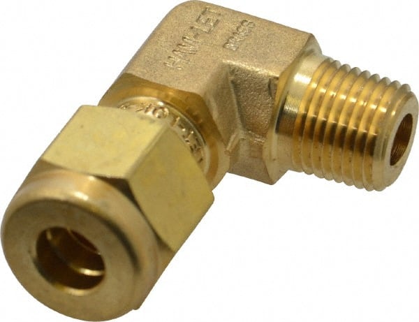 Ham-Let - 1/4" OD, Brass Male Elbow - Comp x MNPT Ends - Exact Tooling