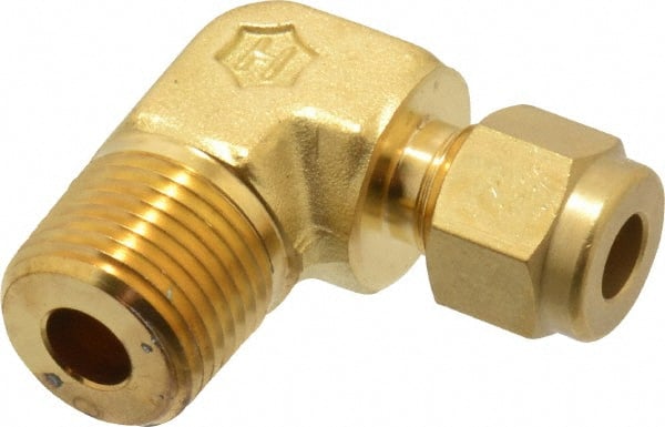 Ham-Let - 1/4" OD, Brass Male Elbow - Comp x MNPT Ends - Exact Tooling