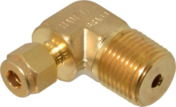 Ham-Let - 1/4" OD, Brass Male Elbow - Comp x MNPT Ends - Exact Tooling