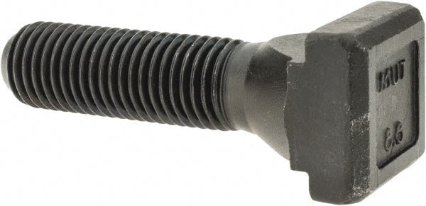 Gibraltar - M16 x 2, 45mm Thread Length, 18mm Slot Width, Black Oxide, Steel T Slot Bolt - 63mm Length Under Head, Grade 8.8, 28mm Head Width x 10mm Head Height - Exact Tooling
