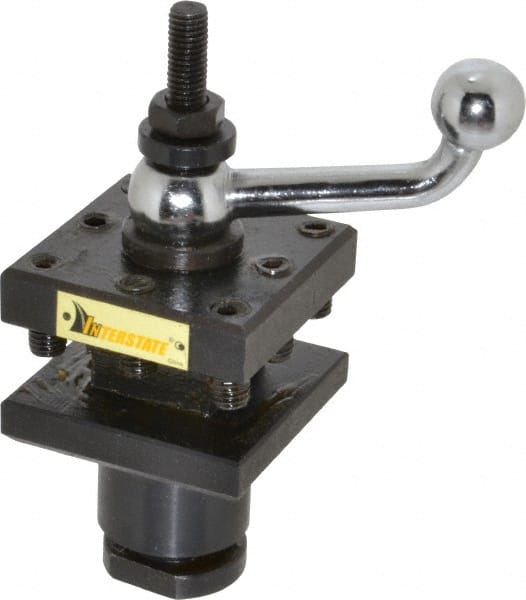 Interstate - 6 to 12 Inch Lathe Swing, Square Indexing Turret - 3/4 to 1-5/16 Inch Centerline Height Range - Exact Tooling