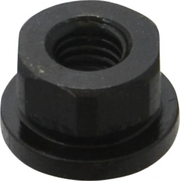 Gibraltar - 3/8-16 Steel Black Oxide Spherical Flange Nut - Grade 12L14, 1/2" High, 7/8" Diam x 1/8" High Flange, 1-1/4" Radius - Exact Tooling