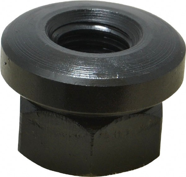 Gibraltar - 1/2-13 Steel Black Oxide Spherical Flange Nut - Grade 12L14, 11/16" High, 1-1/8" Diam x 3/16" High Flange, 1-1/2" Radius - Exact Tooling
