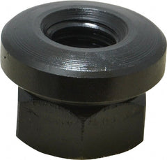 Gibraltar - 1/2-13 Steel Black Oxide Spherical Flange Nut - Grade 12L14, 11/16" High, 1-1/8" Diam x 3/16" High Flange, 1-1/2" Radius - Exact Tooling