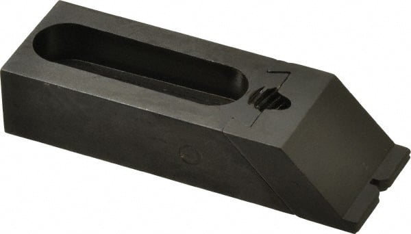 Jergens - 2-1/2" OAL x 1" Overall Width, Standard Grip Nose, Steel Manual Edge Clamp - Black Oxide Coating, 5/8" High, 5/16" Socket Cap Screw Slot, 1-3/4" Travel - Exact Tooling